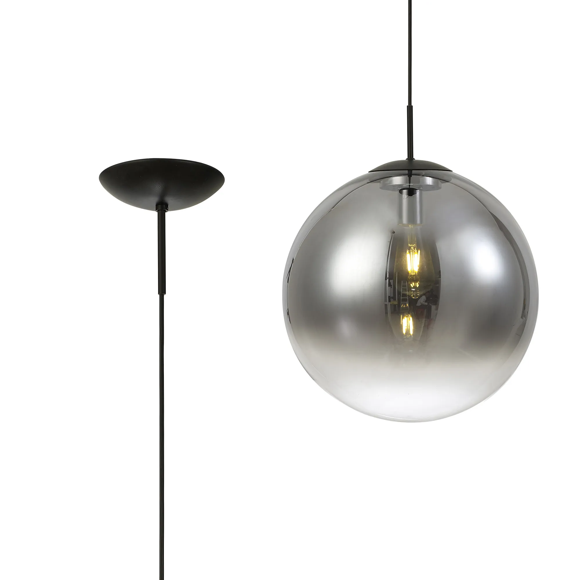 D0708  Miranda 40cm Glass Pendant 1 Light Matt Black